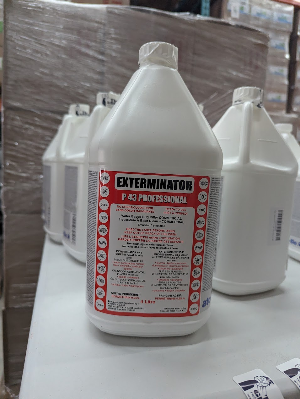 Bidons de 4 L EXTERMINATOR P 43 PROFESSIONAL dans l’entrepôt